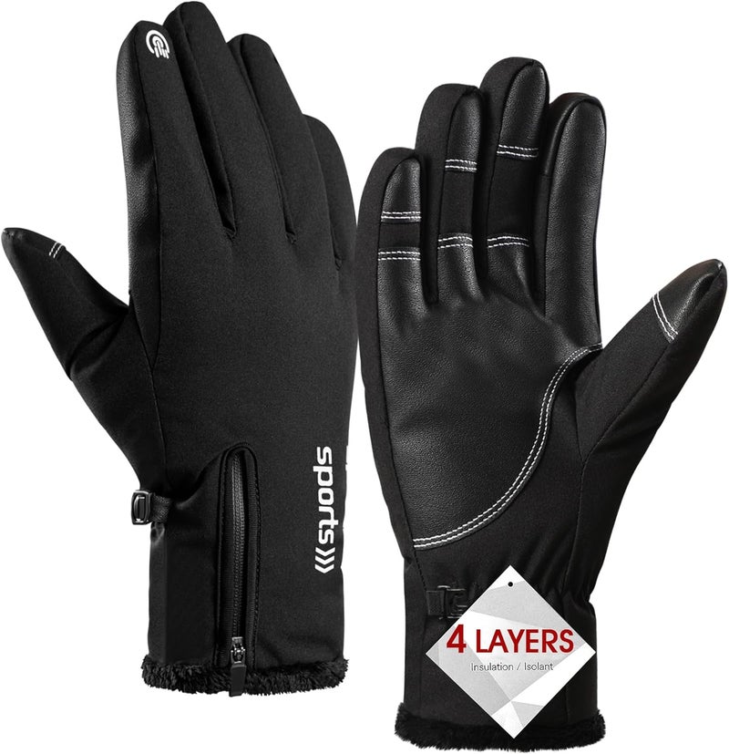 Pleneal Winter Ski Gloves Women Men, Windproof Waterproof Gloves with Warm Touchscreen Thermal Lining Anti-Slip for Work Cycling Motorcycle Snowboarding - Image 1